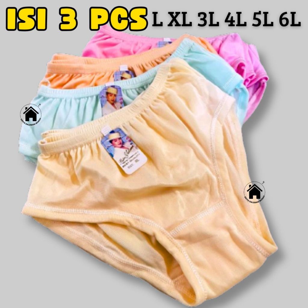 TERLARIS (L XL 3L 4L 5L) 3 PCS CD WANITA CELANA DALAM JUMBO / GROSIR CD WANITA HYGET CD WANITA DEWAS