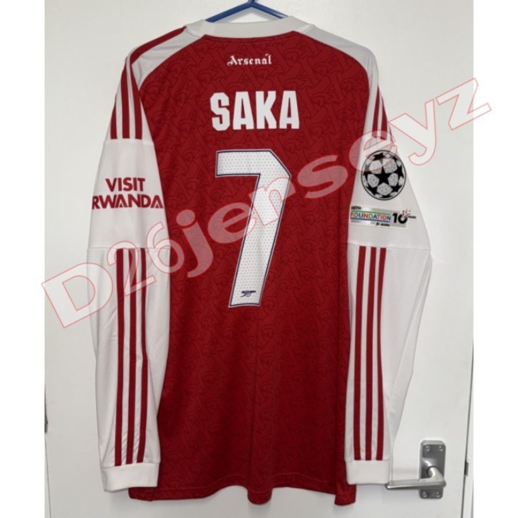 Jersey ArsenalL_ Home Long Sleeve Longsleeve Lengan Panjang 2025 / 2026 + Cetak Nama Nameset SAKA 7 