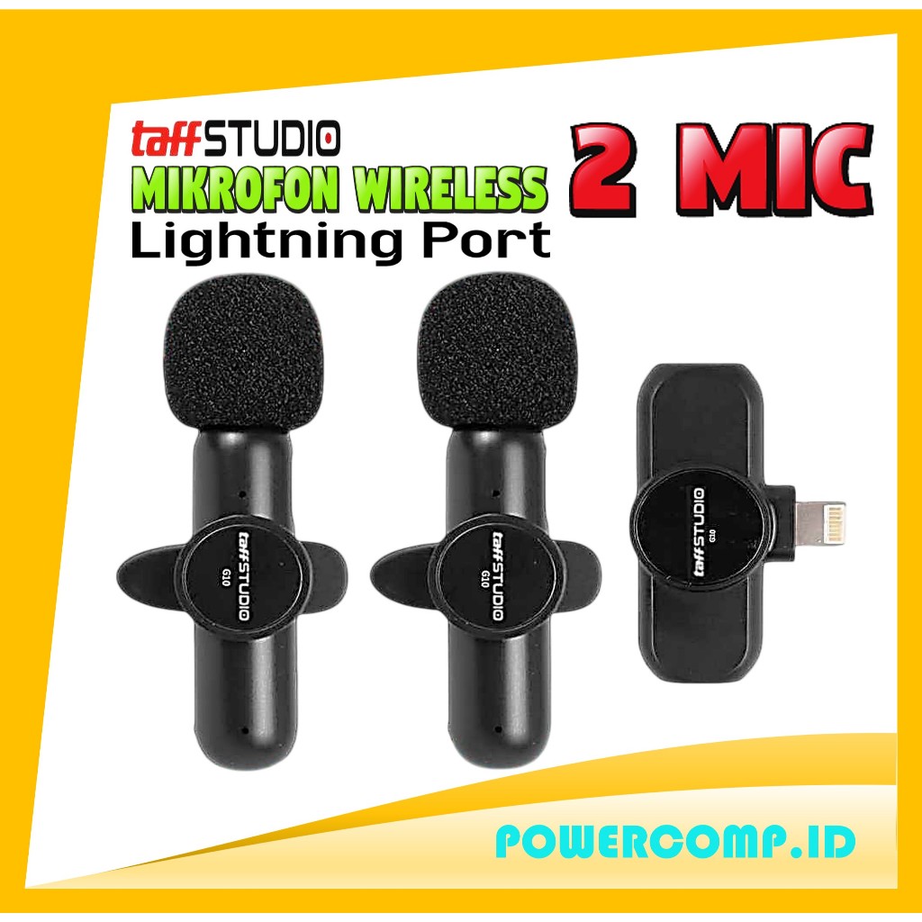 TaffSTUDIO Mikrofon Wireless 2 Mic Clip On iPhone Lightning Port – Mic Lipat Wireless Terbaik Untuk 