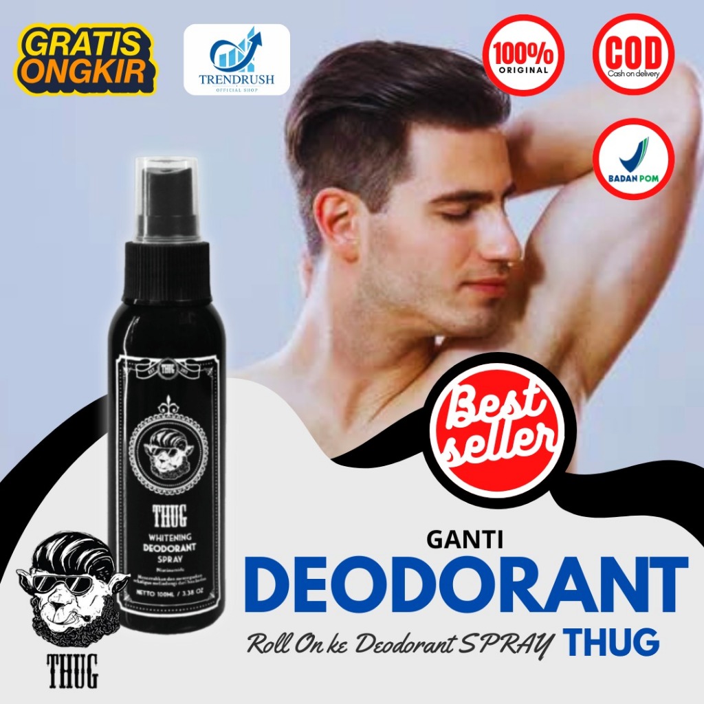Deodorant Spray THUG Pria Wanita Penghilang Bau Badan Wangi Awet Seharian