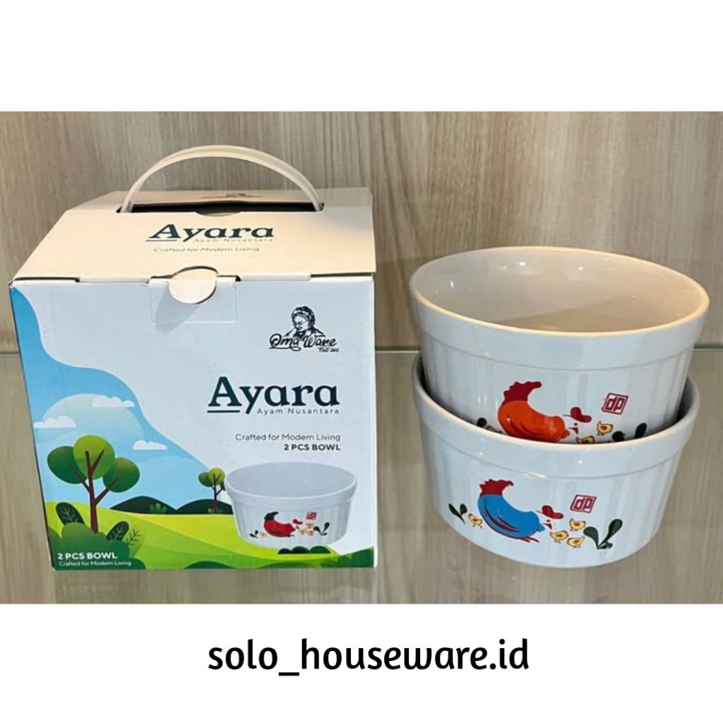 Ayara Mangkok Ayam Jago - mangkok Keramik motif ayam - hampers mangkok keramik lucu