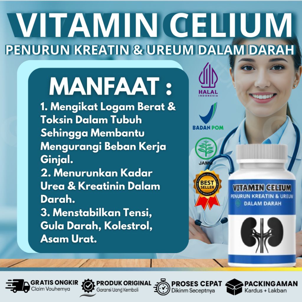 Vitamin Celium Membantu Menurunkan Ureum & Kreatin Dalam Darah Nutrisi Ginjal Herbal Khusus Ginjal H