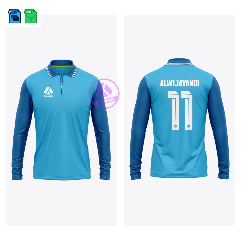 MOCKUP JERSEY POLO ZIP PANJANG // PS DAN CDR