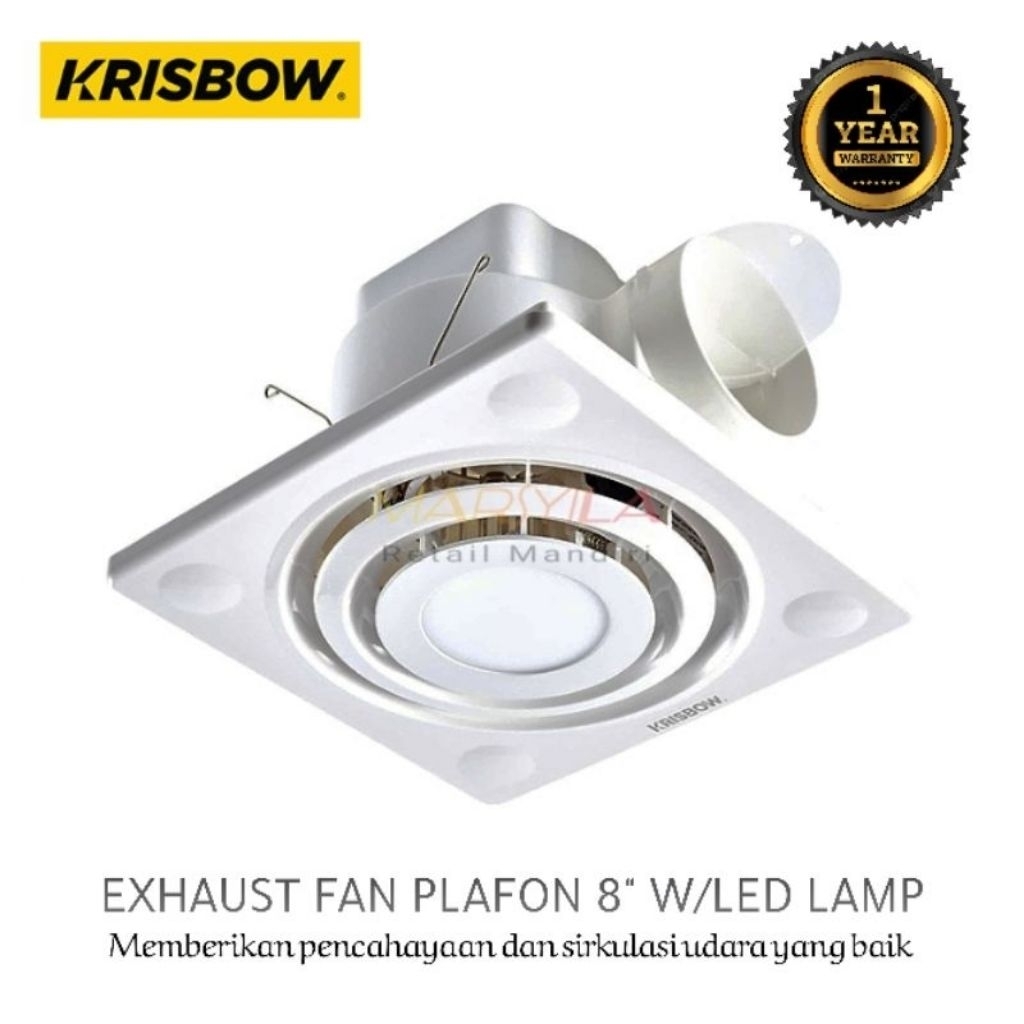 Exhaust Fan Ceiling Plafon 8 Inch Krisbow | Kipas Exhaust Dapur + Lampu Krisbow | Krisbow Exhouse Fa