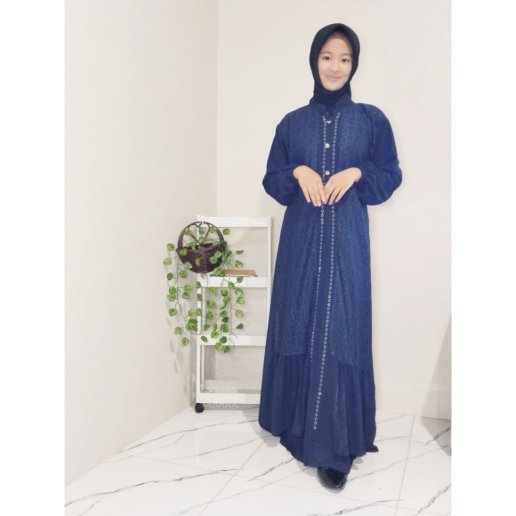 Gamis Lebaran Simple Gamis mix Brokat Kanaya