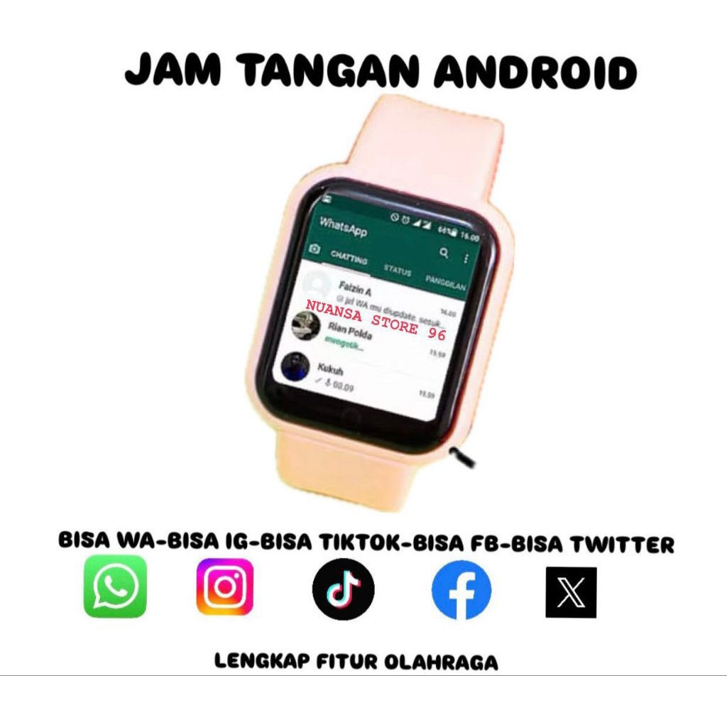 100% Original Jam Tangan Android Hp Pintar Full Fitur Olahraga TouchScreen / SmartWatch Bisa Hitung 