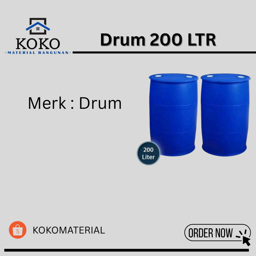 Tong Drum 200 Liter Plastik Biru Barang Baru