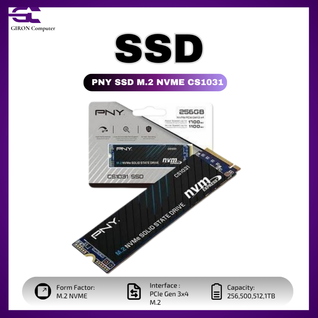 PNY SSD M.2 NVME CS1031 256GB I 512GB I 1TB GEN 3X4