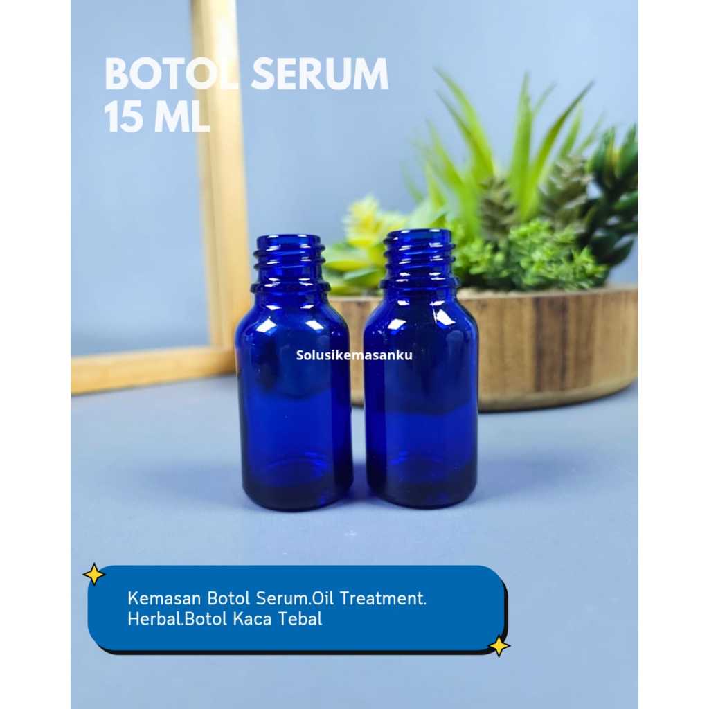 Botol Kaca 15 Ml Tebal Biru / Botol Kaca 15 Ml / Botol Serum 15 Ml / Botol Pipet 15 Ml - Botol Saja