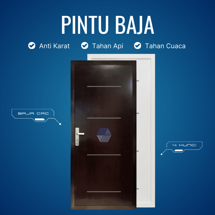 PINTU BAJA KODAI TX08 204X90 ANTI RAYAP KUAT EKONOMIS / STEEL DOOR KODAI + HANDLE + KUNCI / PINTU UT