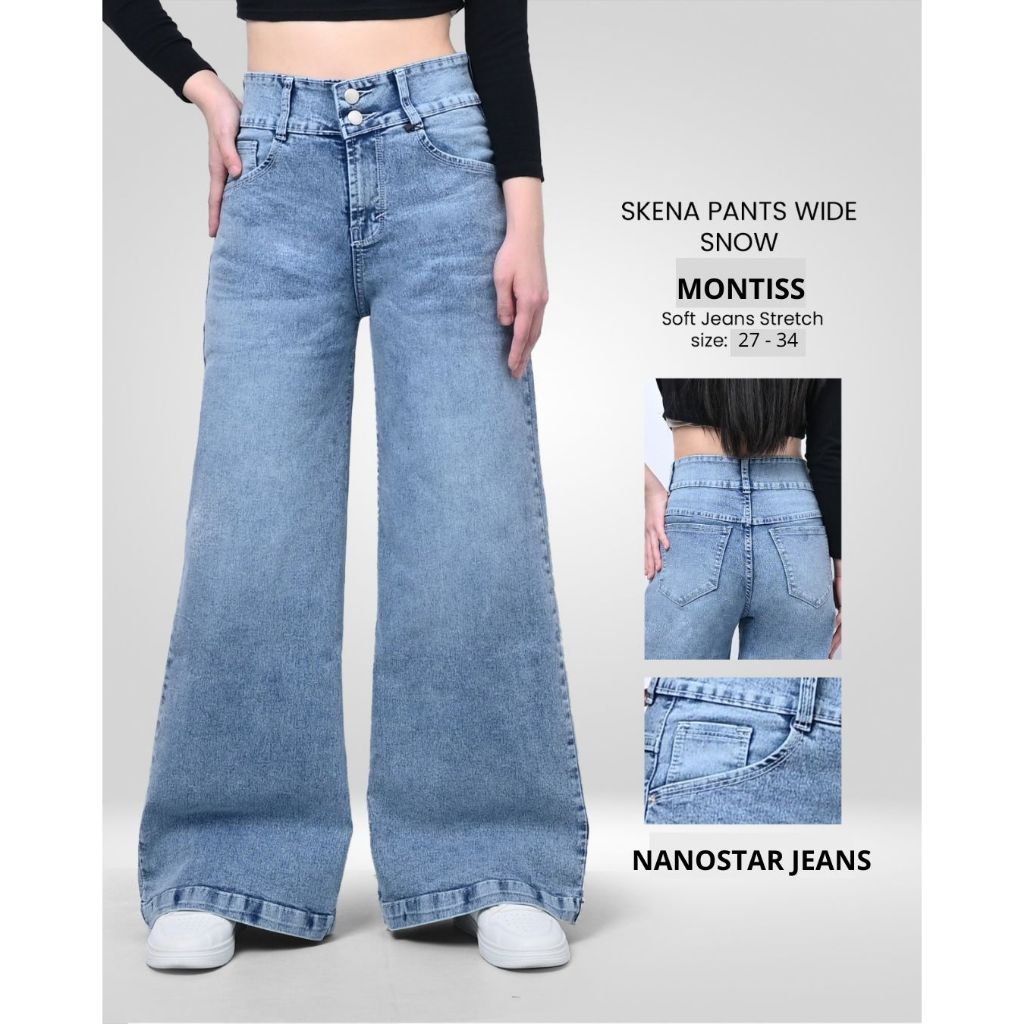 NANOSTAR JEANS MONTISS - Celana Jeans Skena Kaki Lebar - SIZE 27 - 34 - SNOW / DARK BLUE / GREY / BL