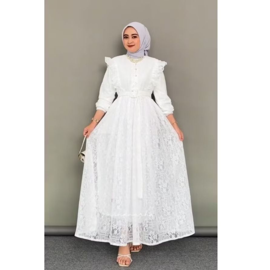 Liliarda Malika Dress Brokat Kombinasi Rempel gamis kondangan Pesta Wisuda Lebaran Model Rempel Free