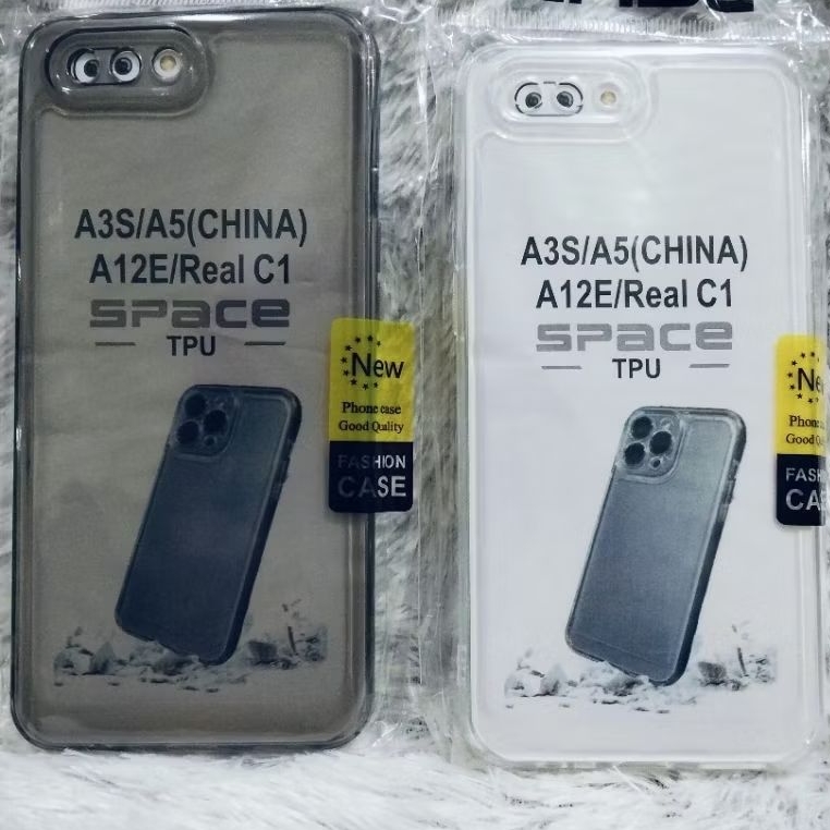 SILIKON OPPPO A3S/OPPO A12E/REALMI C1 SOFT CASE SPACE HITAM BENING / PUTIH BENING + PROTEC CAMERA PE