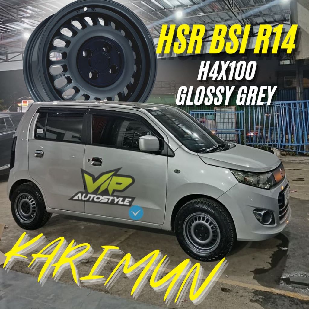 Velg Racing Mobil Karimun Ring 14 || Velg Mobil Racing Hsr Bsi R14 H4x100 Glossy Grey