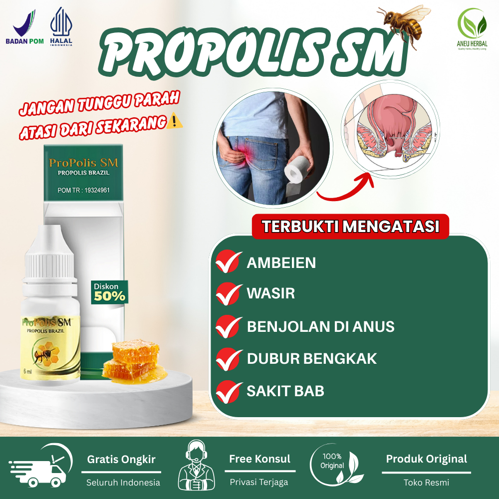 Obat Ambeien, Wasir, Ambeien Stadium 3 Dan 4, Obat Benjolan Anus - Propolis SM