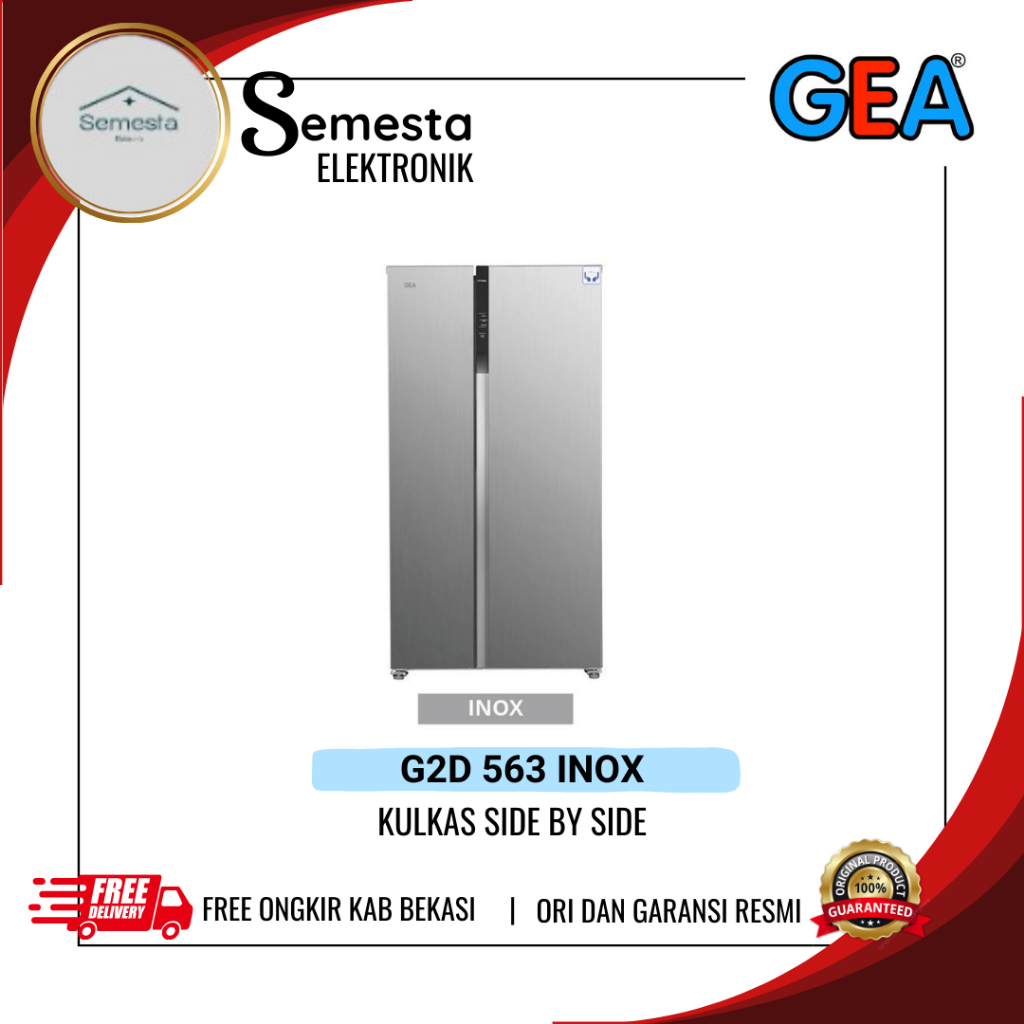 GEA G2D-563 Kulkas Side By side Gea INOX G2D 563 INOX