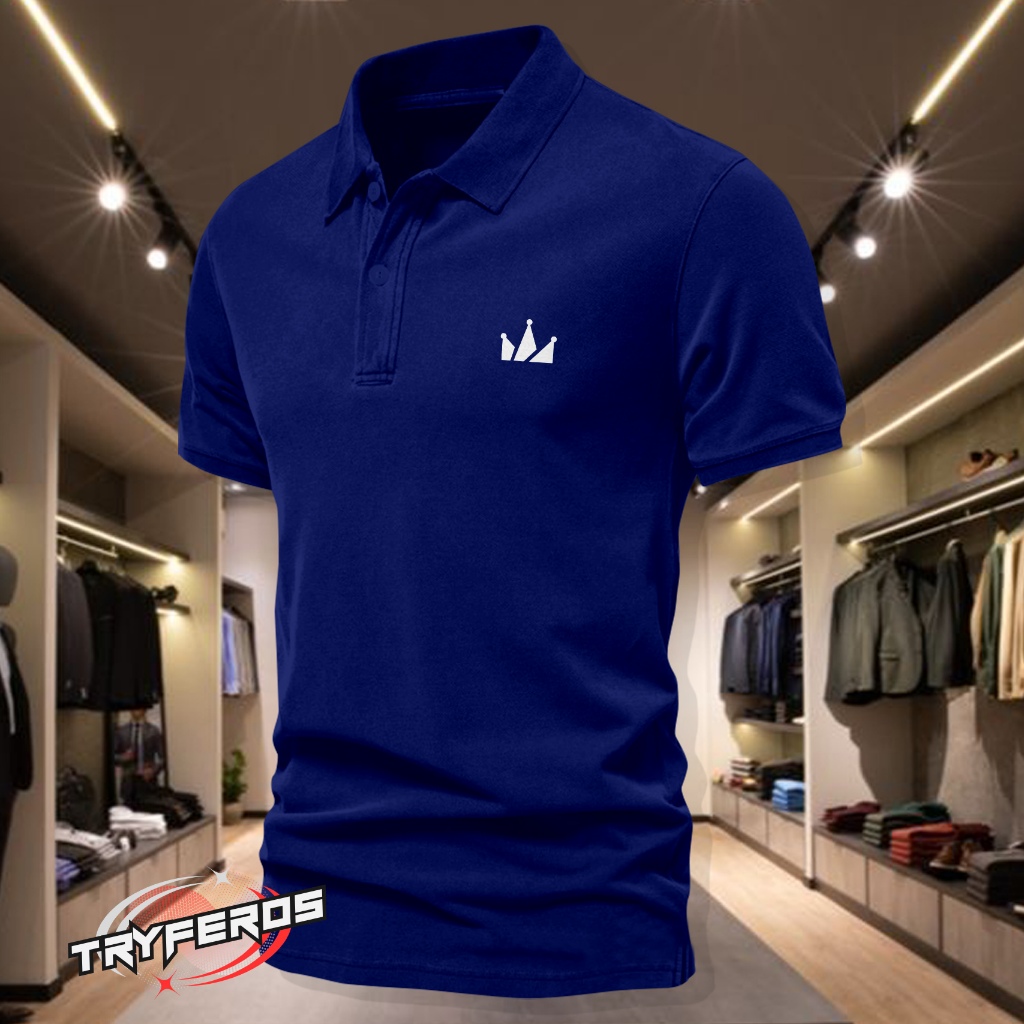 COD T-shrit POLO kerah Screamous Putih Kaos Kerah Dewasa / Kaos Wangki Pria Polo / Kaos Seragam