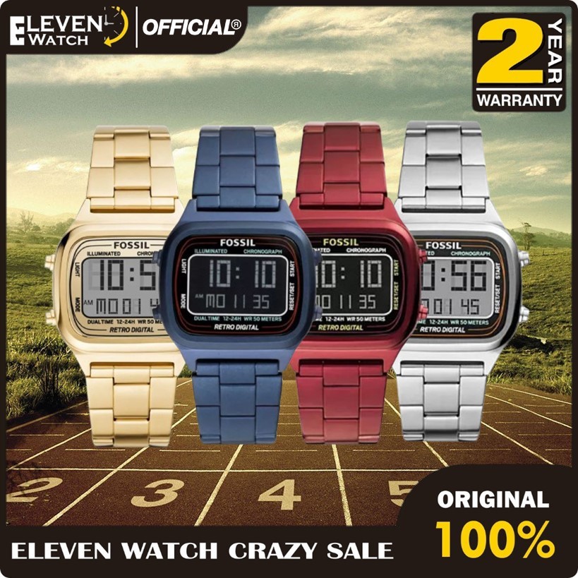 [Promo] Jam Tangan Pria FS FS5843 FS5844 FS5896 FS5897 Retro Digital Stainless Steel Strap Garansi 2