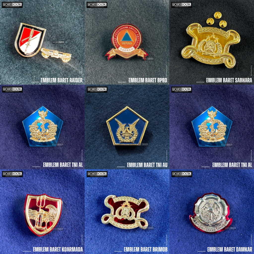 Emblem baret TNI POLRI terlengkap / Emblem baret polisi / Emblem baret premium berbagai macam untuk 