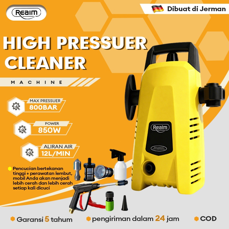 REAIM  Mesin Cuci Mobil Dan Motor 850W Mobil Jet Cleaner 220V Alat Cuci Motor Dan Mobil Portable Ala