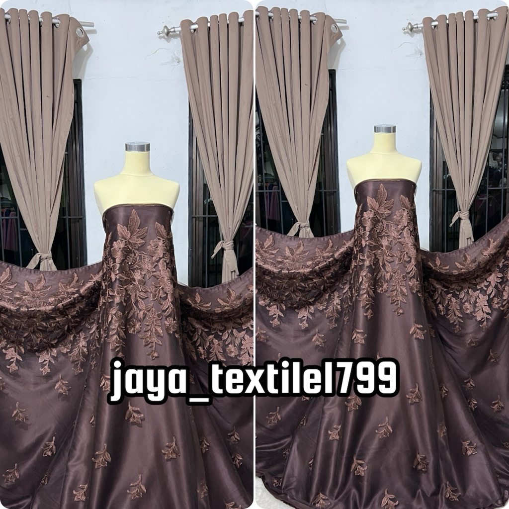 Kain Tile Bordir motif bunga // Tile garden bunga bordir tebal // Tile tulle bahan brokat kebaya