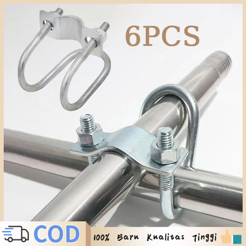 6 Buah Klem Pipa Besi Berbentuk U Ganda M8 Klem Besi Klem Besi Bulat Klem Plat Besi