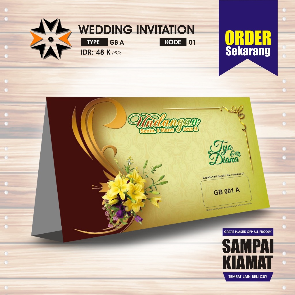 Undangan Pernikahan / GREEN BLANGKO (GB) A 01 / Gratis Plastik OPP / Blangko Undangan Kosongan