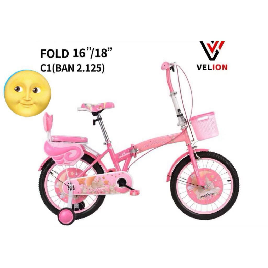Sepeda Lipat Anak Perempuan Ukuran 16 / 18 Velion C1 Murah Berkualitas / Sepeda Lipat Anak Cewek Uku