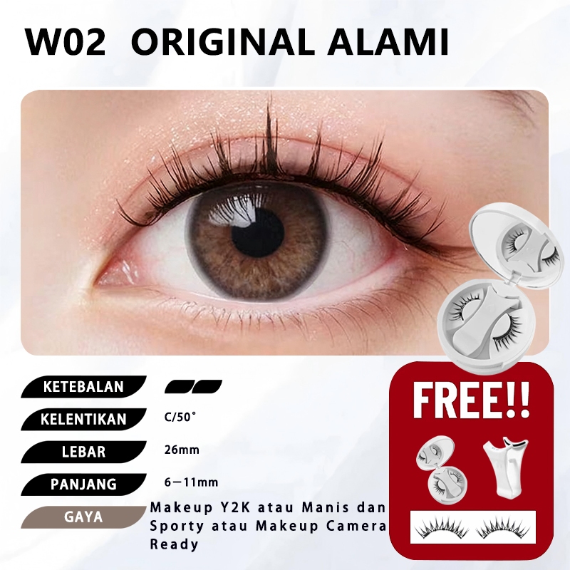 CHICORE Bulu Mata Magnet Natural Korea  W02 Original Alami - Bulu Mata Palsu Magnetic Tahan Lama - E