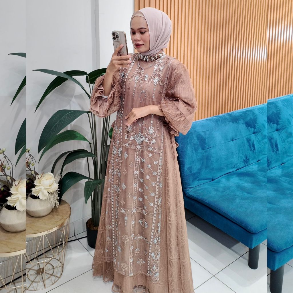 Gamis Mewah Mewah Terjamin Dres Perempuan Desain Elegan Trendy Muslimah Simple Woman Dress OOTD Musl