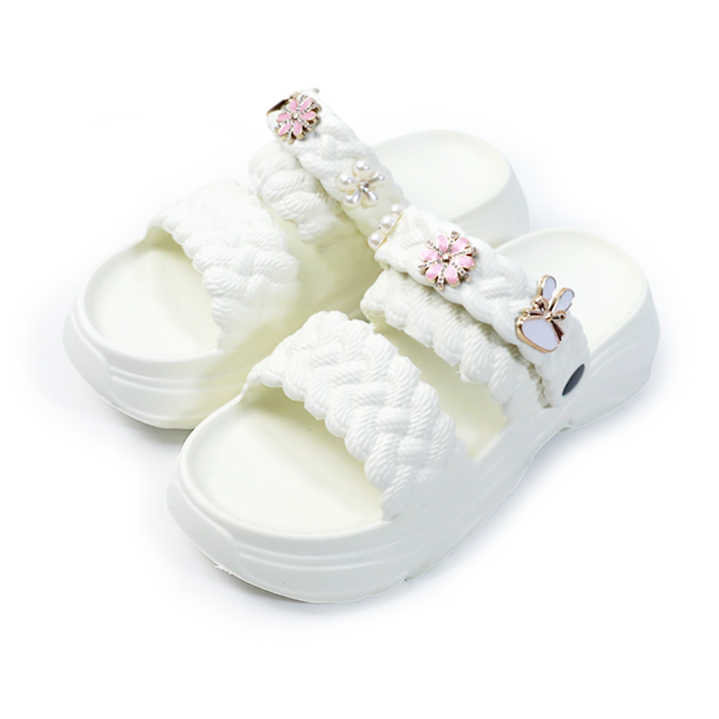 Sandal Strip Kepang Wanita Anti Slip 8907m Sandal Selop Wanita Karet Jelly Motif Kekinian Terlaris