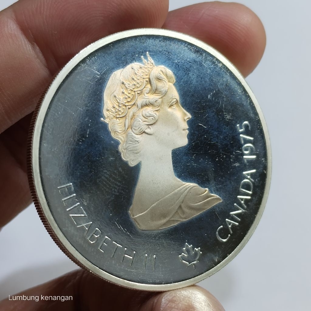 koin Silver Elizabeth 10 dollar Canada 1975 koin perak