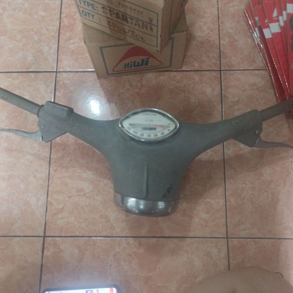 stang bulat vespa bagol dengan spidometer