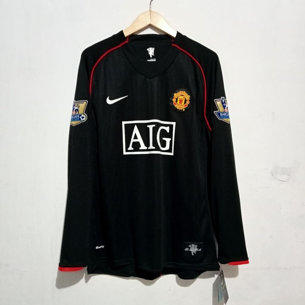 Jersey Manchester United Away 2007/2008 Long Sleeve Nameset Ronaldo Premier League Jersey Ronaldo Le