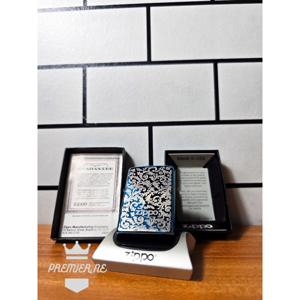 ZIPPO CLASSIC BLUE ICE BATIK ORIGINAL MADE IN USA WITH SEAL ORANGE