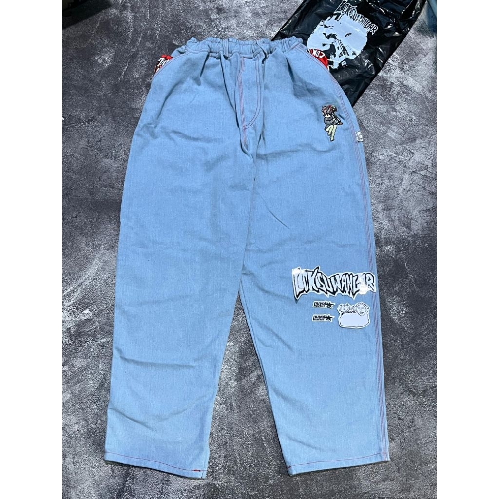 BAGGY PANTS BABYBANG SOFT BLUE RED VENOM SZ XL NEW