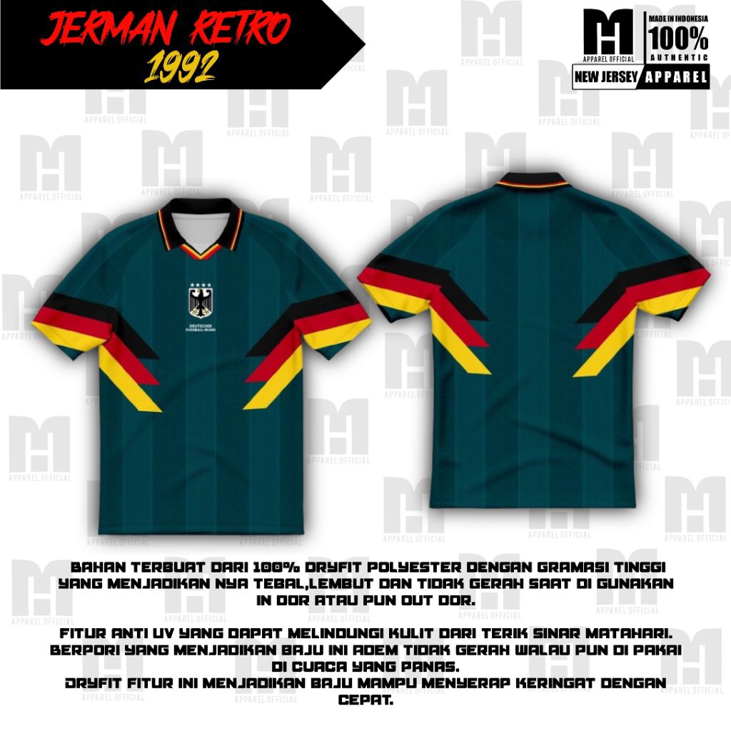 Jersey Jerman retro 1992 full printing bisa costume nama dan nomor suka suka