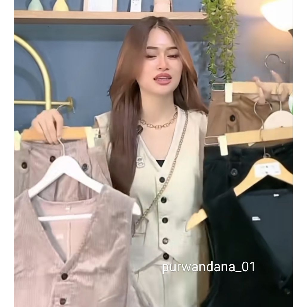 Purwandana_01 Set Rompi dan Celana wanita katun drill One Set Setelan Wanita Kekinian