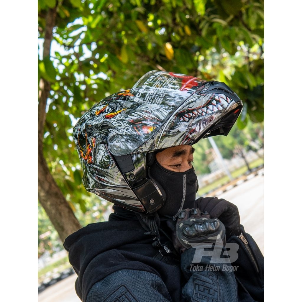 STUDDS HELM TROOPER CUSTOM MOTIF | DRAGON | MODULLAR DOUBLE VISOR