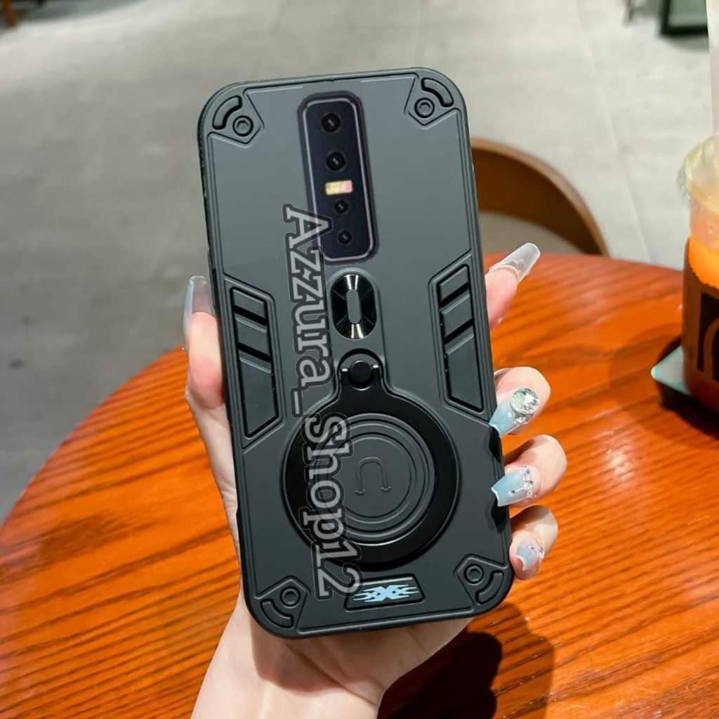 Casing HP Untuk VIVO V17 PRO Hard Case Pro Camera Carbon Fibre 360 Degree Rotasi Bracket