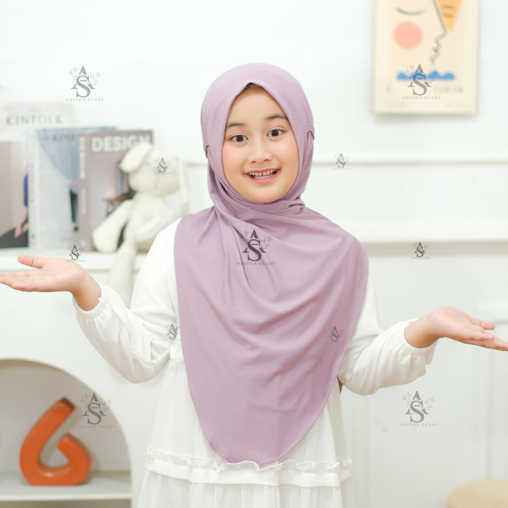 Hijab Instan Jiisoo Anak Sekolah I Kerudung Instan Shireen Anak I Jilbab Anak Oval Putar syar'i Jers
