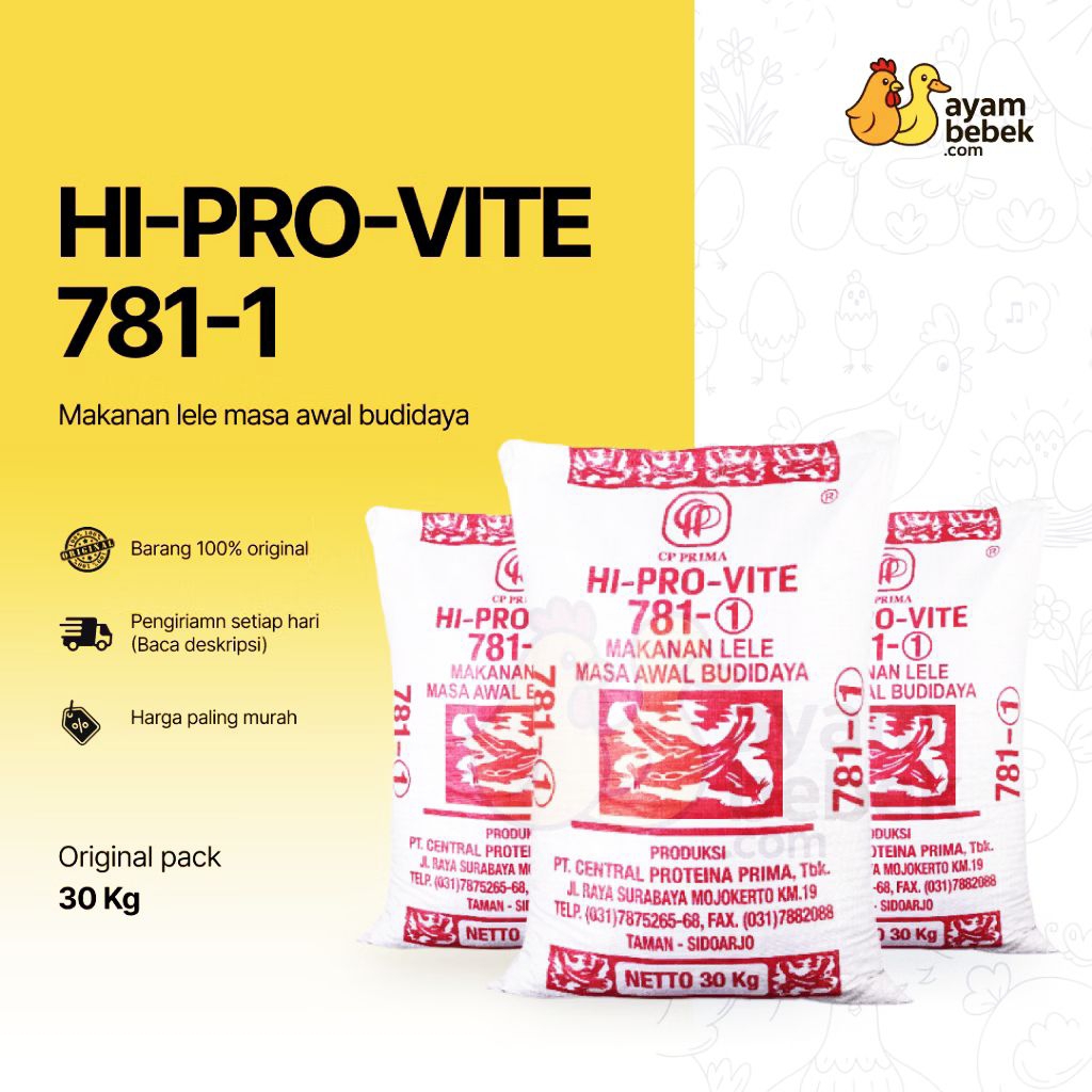 HI PRO VITE 781-1 PELET PAKAN IKAN LELE NILA 30 Kg