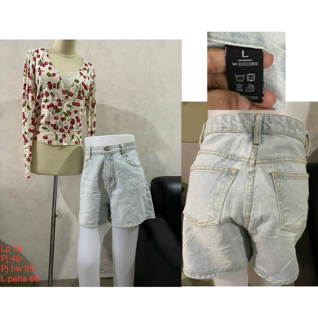 W cocoro hot pants denim short pants celana pendek jeans model hw size 28 29