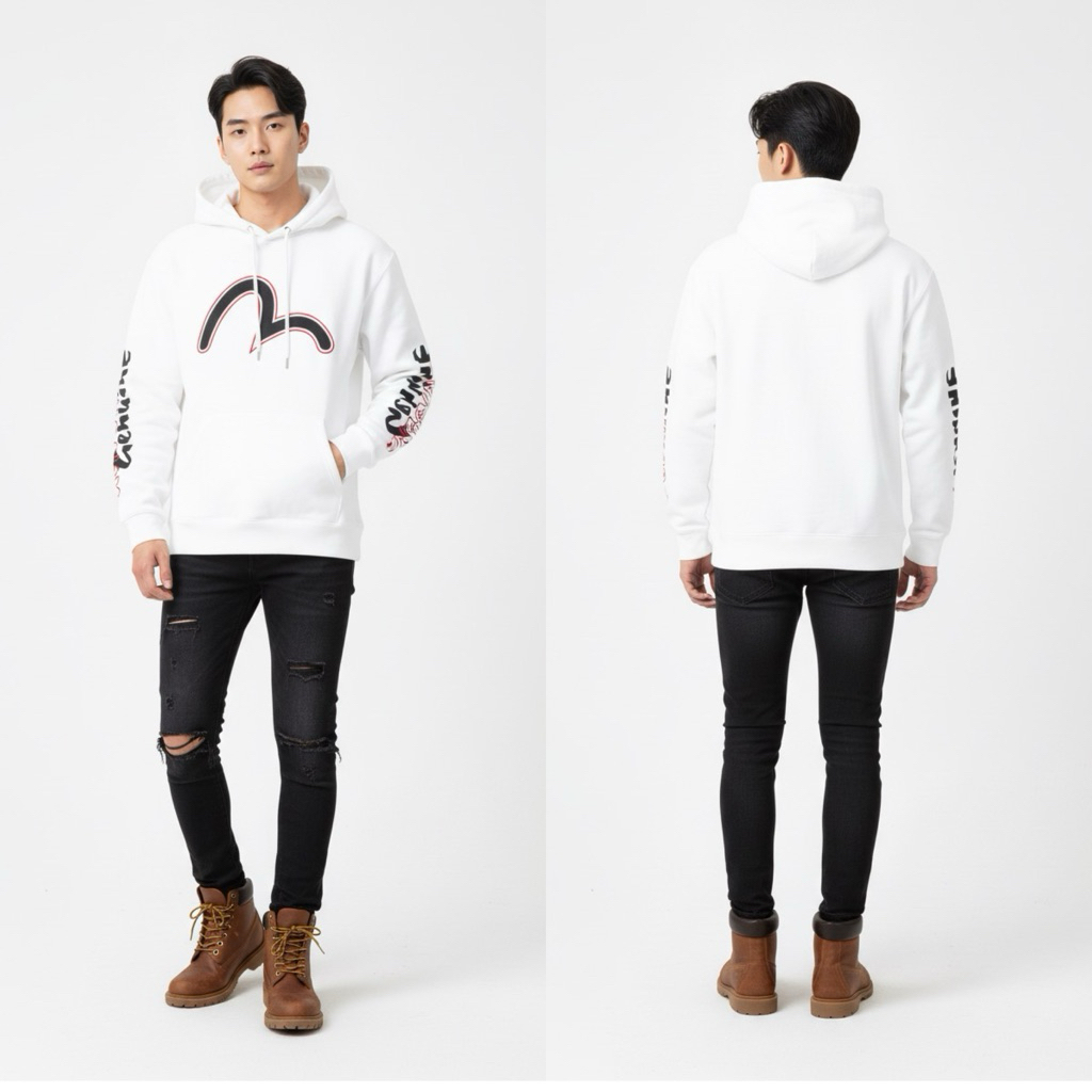 hoodie evisu logo big bordir