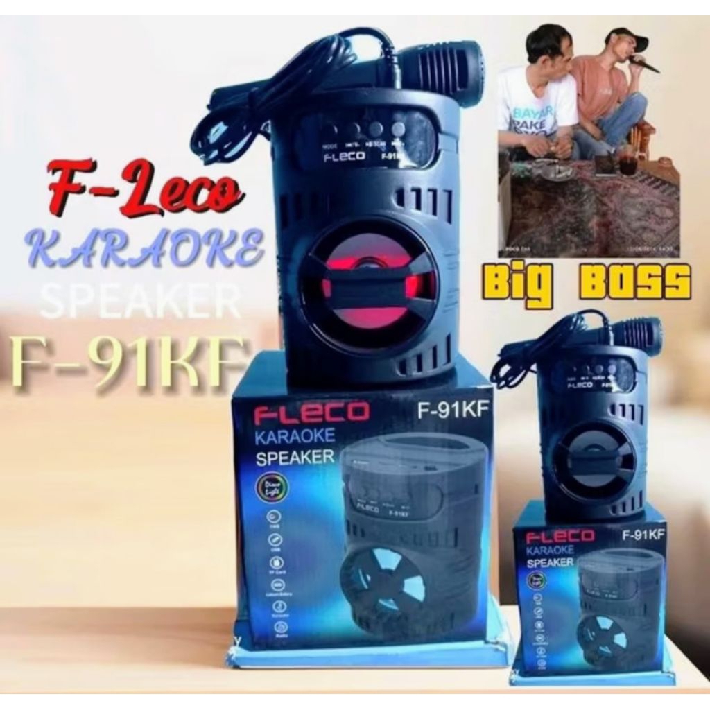 speaker/ salon FLECO F-91KF Bluetooth Karaoke Speaker Murah /Speaker Bluetooth Fleco Karaoke + Mic