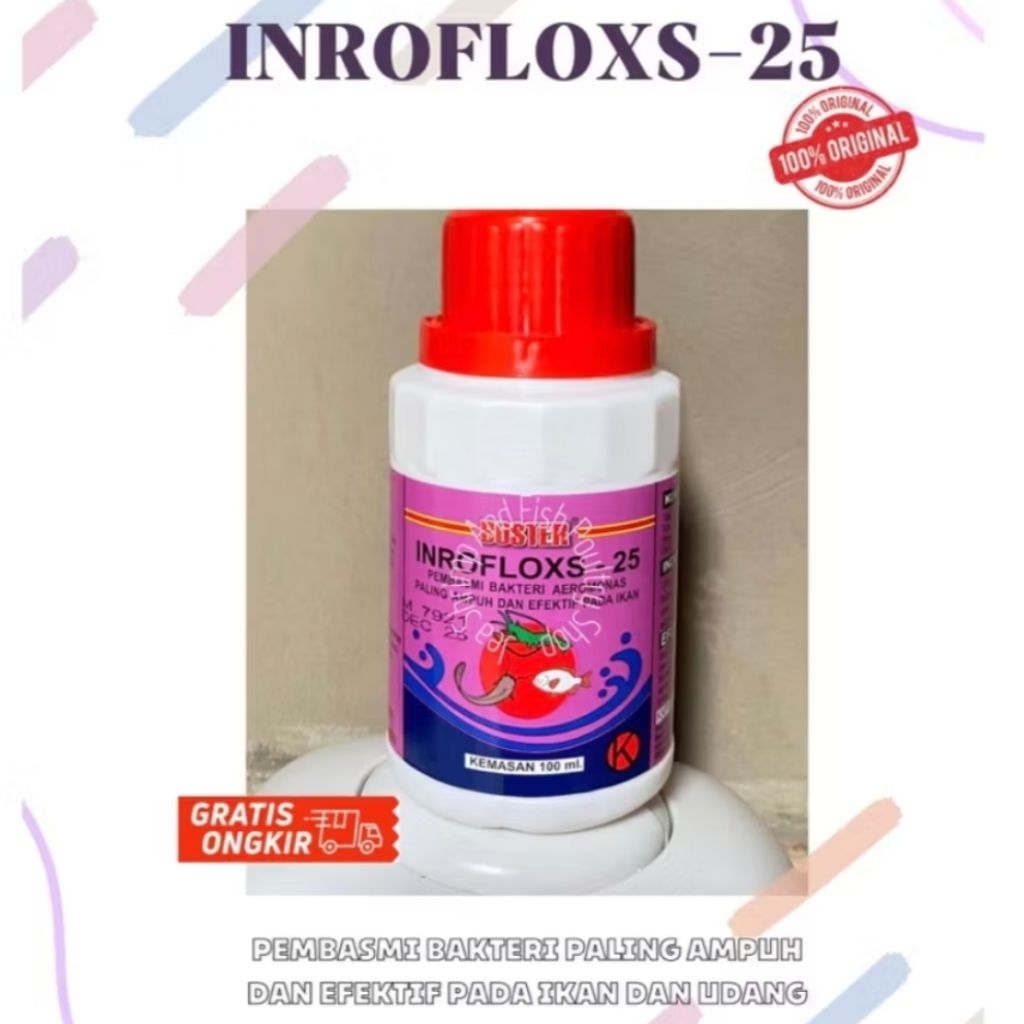 inrofloxs 25 / boster inrofloxs 25 / obat jamur ikan udang / obat lele / obat aeromonas