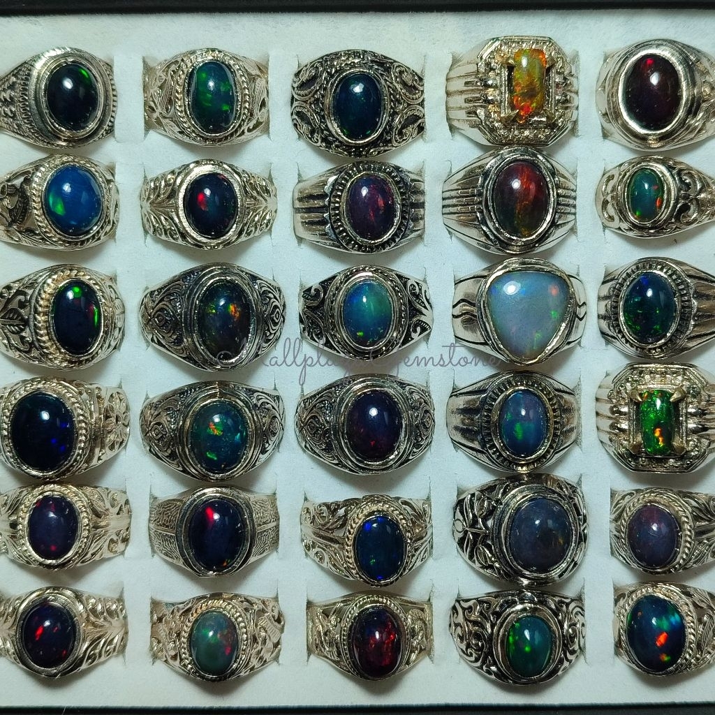 batu cincin kalimaya black opal afrika dim 8-11mm / batu kalimaya black opal asli natural / batu kal