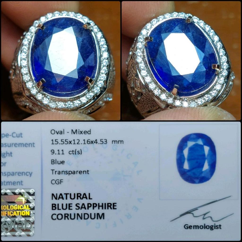 Natural Blue Sapphire Crystal Top Color Oval Cutting Gems Batu Permata Safir Biru Asli Garansi