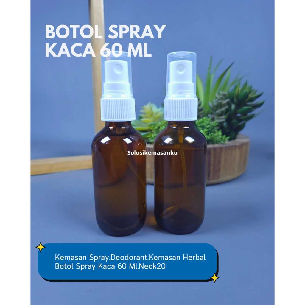 Botol Spray Kaca 60 Ml / Botol Kaca 60 Ml Coklat - Spray Putih / Botol Spray 60 Ml