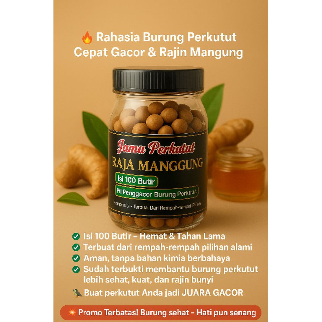 Raja Manggung Jamu Perkutut RAJA MANGGUNG Pil Penggacor Burung Perkutut 100 Butir Herbal Alami Aman 